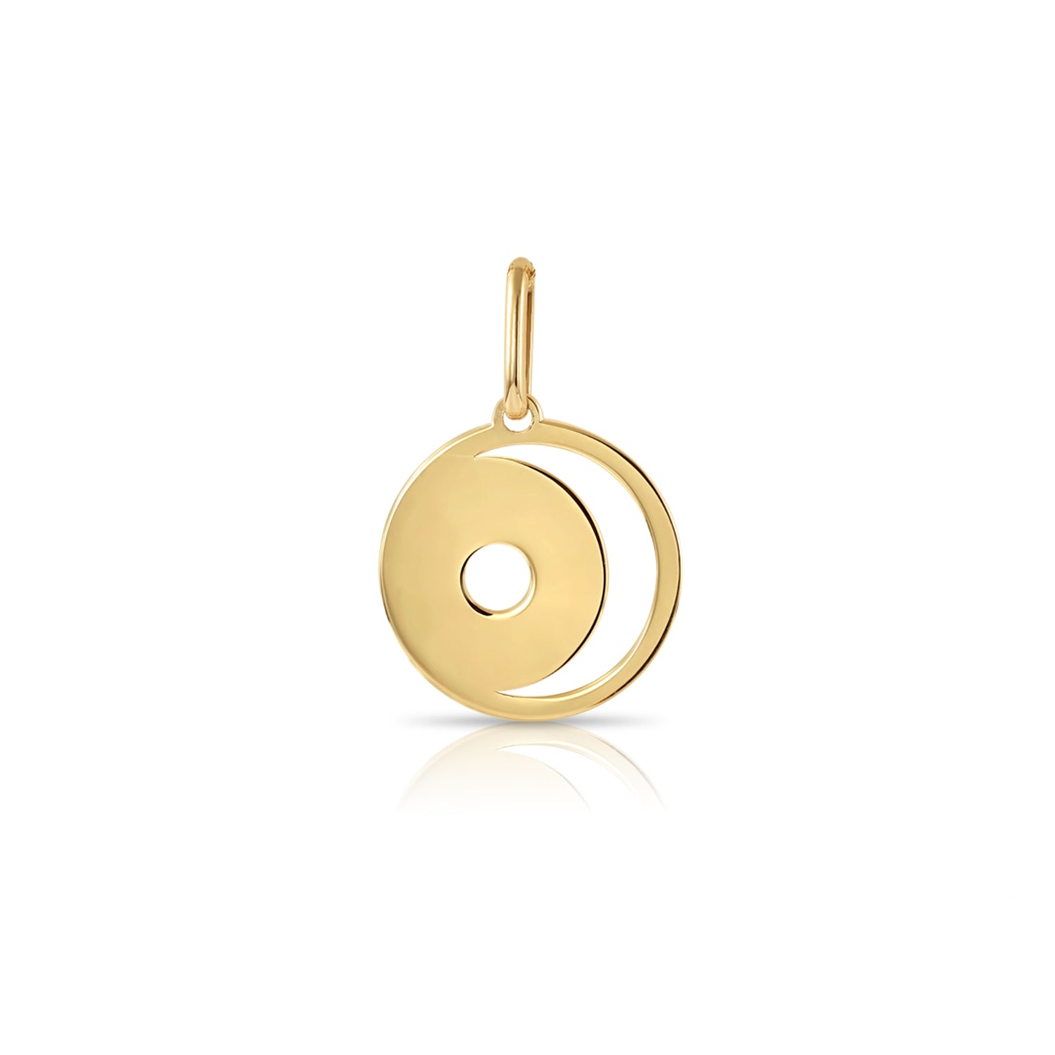 14K Yellow Gold Star &amp; Moon Crescent Pendant, With 18&quot; Necklace