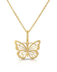 14K Yellow Gold Butterfly Pendant Necklace