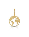 14K Yellow Gold World Map Pendant Necklace