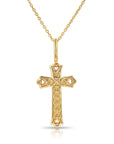 14K Yellow Gold Classic Cross Pendant Necklace