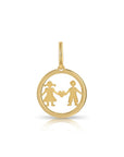 14K Yellow Gold Boy & Girl Heart Pendant Necklace