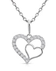 14K White Gold Lab Diamond Open Heart Pendant Necklace, 0.17ctw