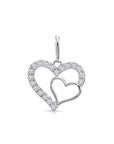 14K White Gold Lab Diamond Open Heart Pendant Necklace, 0.17ctw