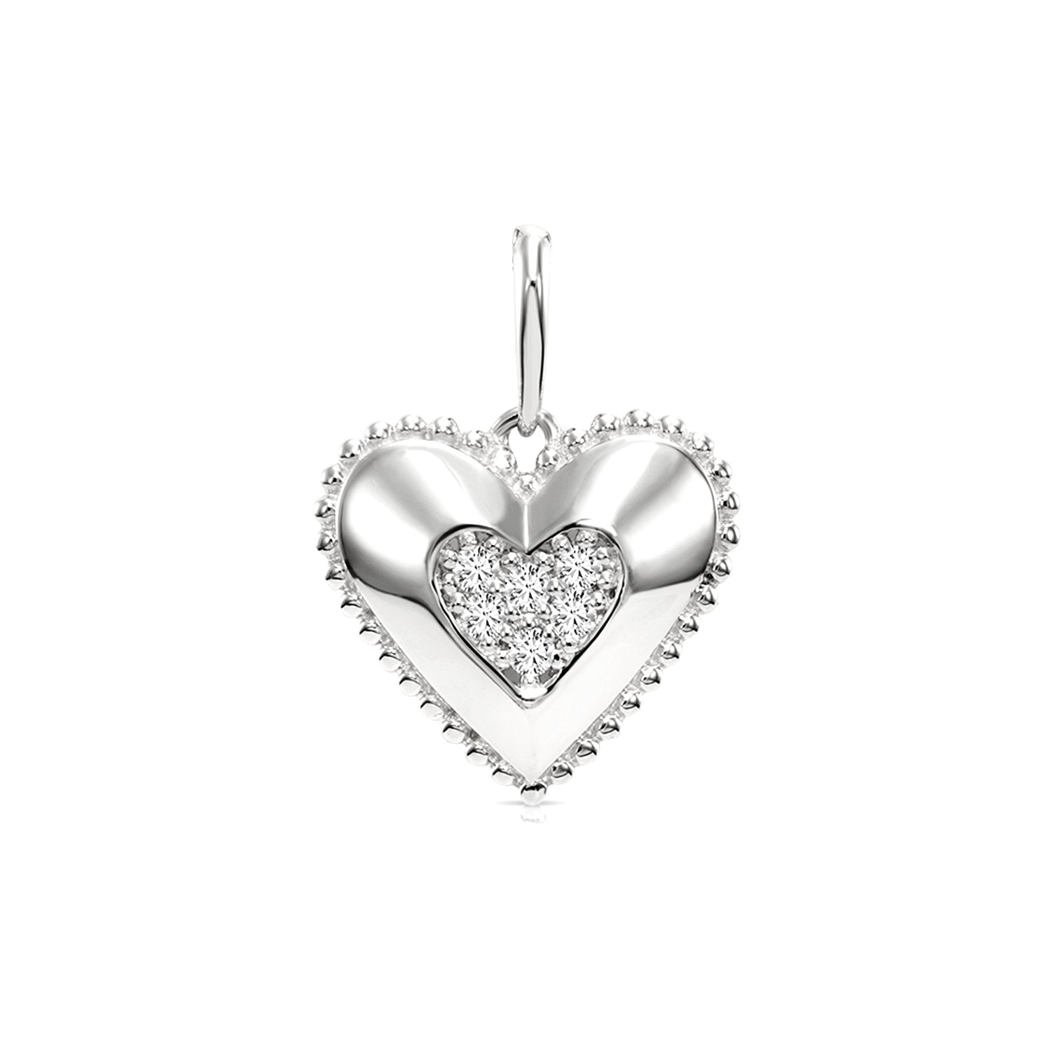 14K White Gold Lab Diamond Heart Pendant Necklace, 0.15ctw