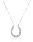 Sterling Silver Horseshoe CZ Pendant Charm Necklace
