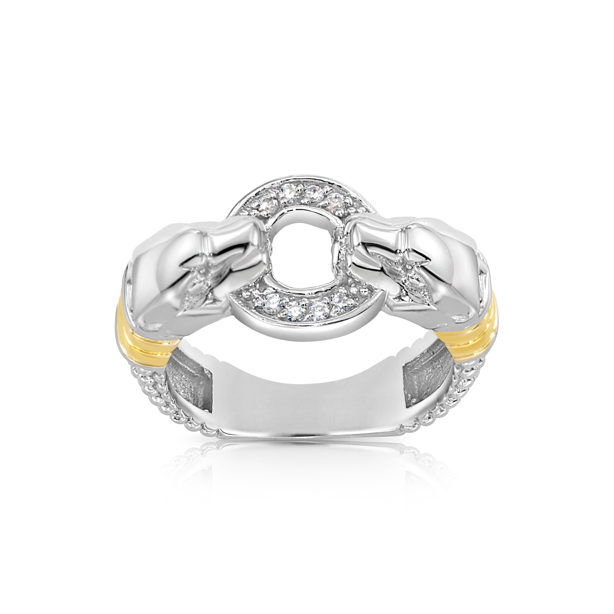 Two-Tone CZ Panther Ring in