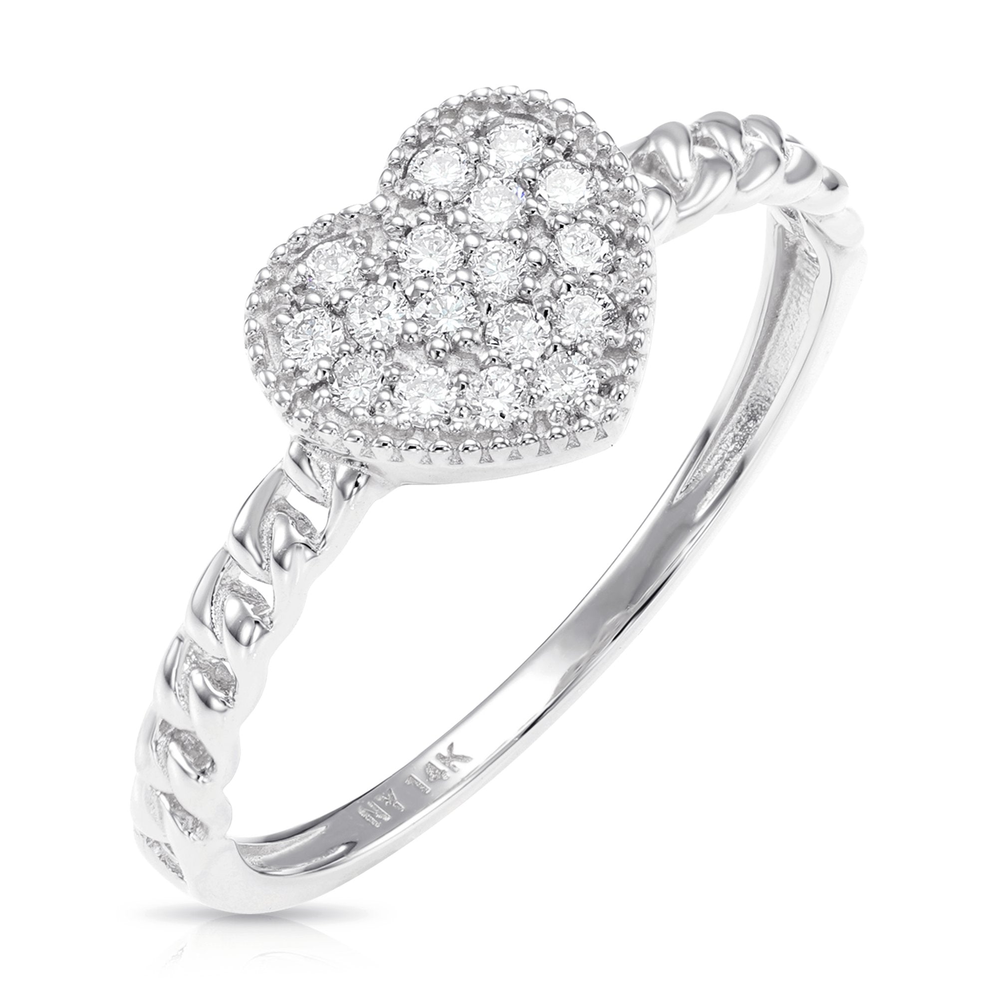 14K Gold Lab Diamond Heart Ring, 0.17ctw
