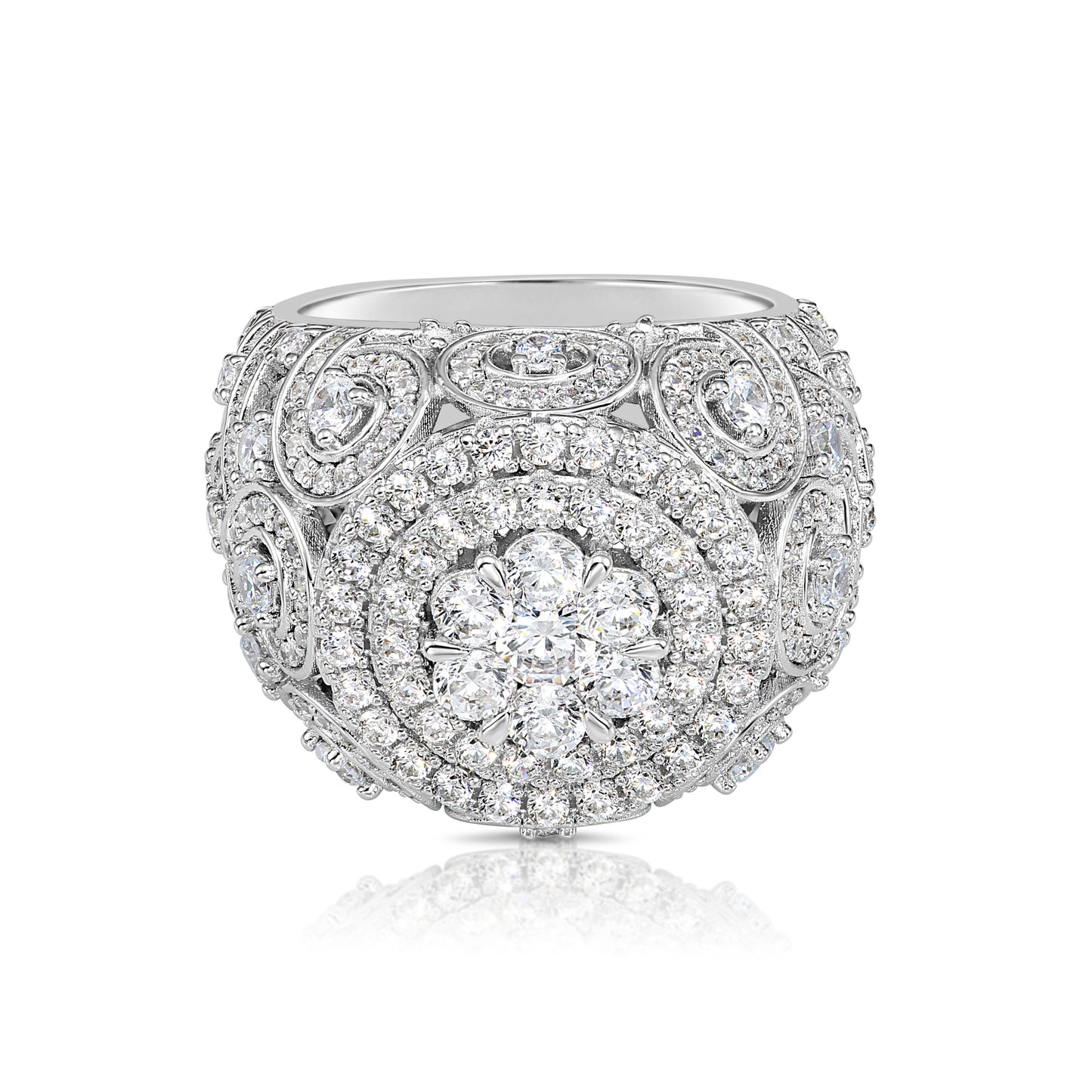 Sterling Silver Mens Ring, Iced Out