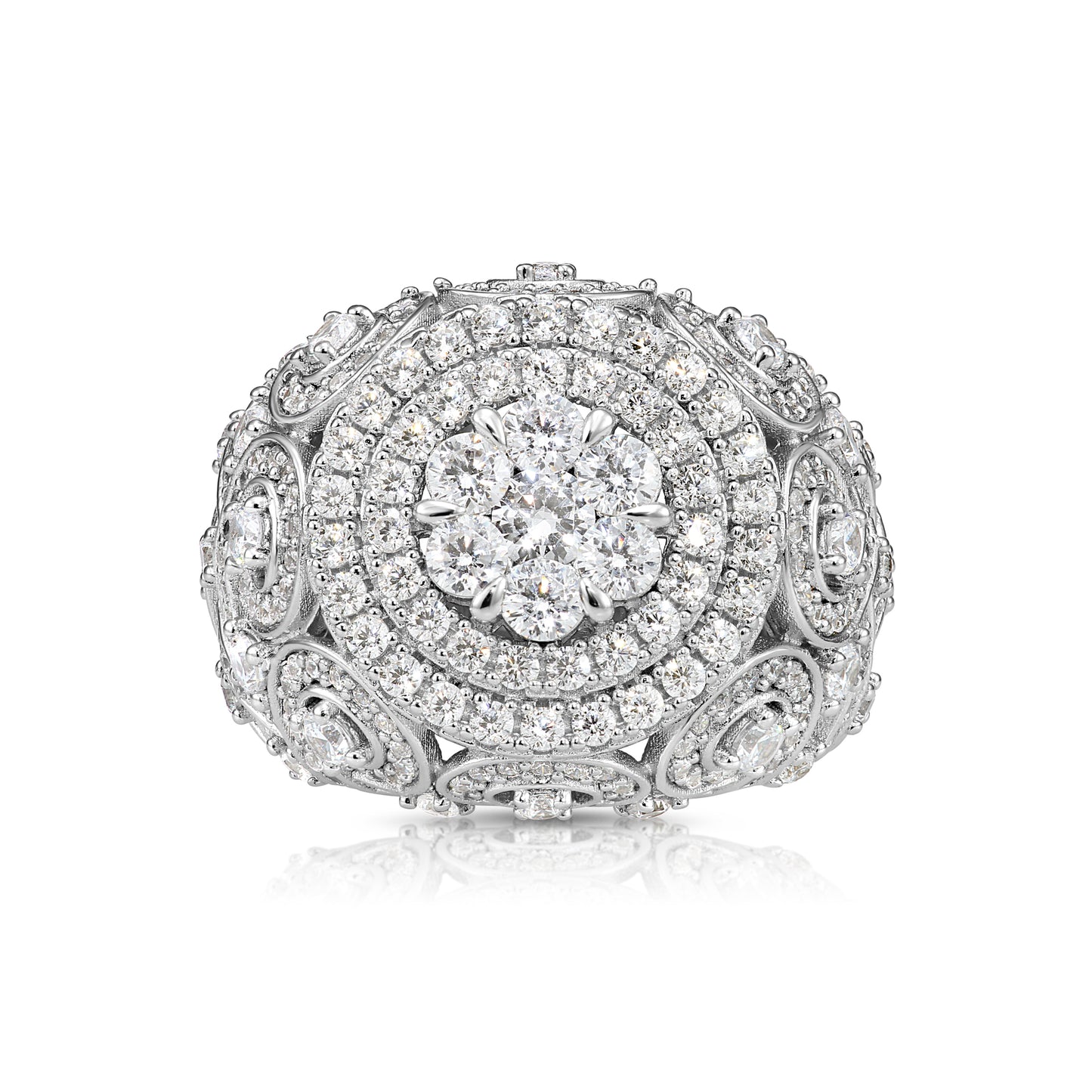 Sterling Silver Mens Ring, Iced Out