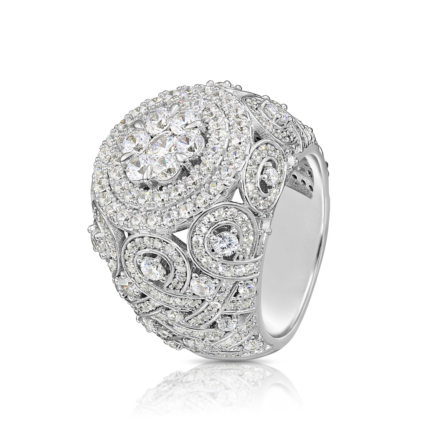 Sterling Silver Mens Ring, Iced Out