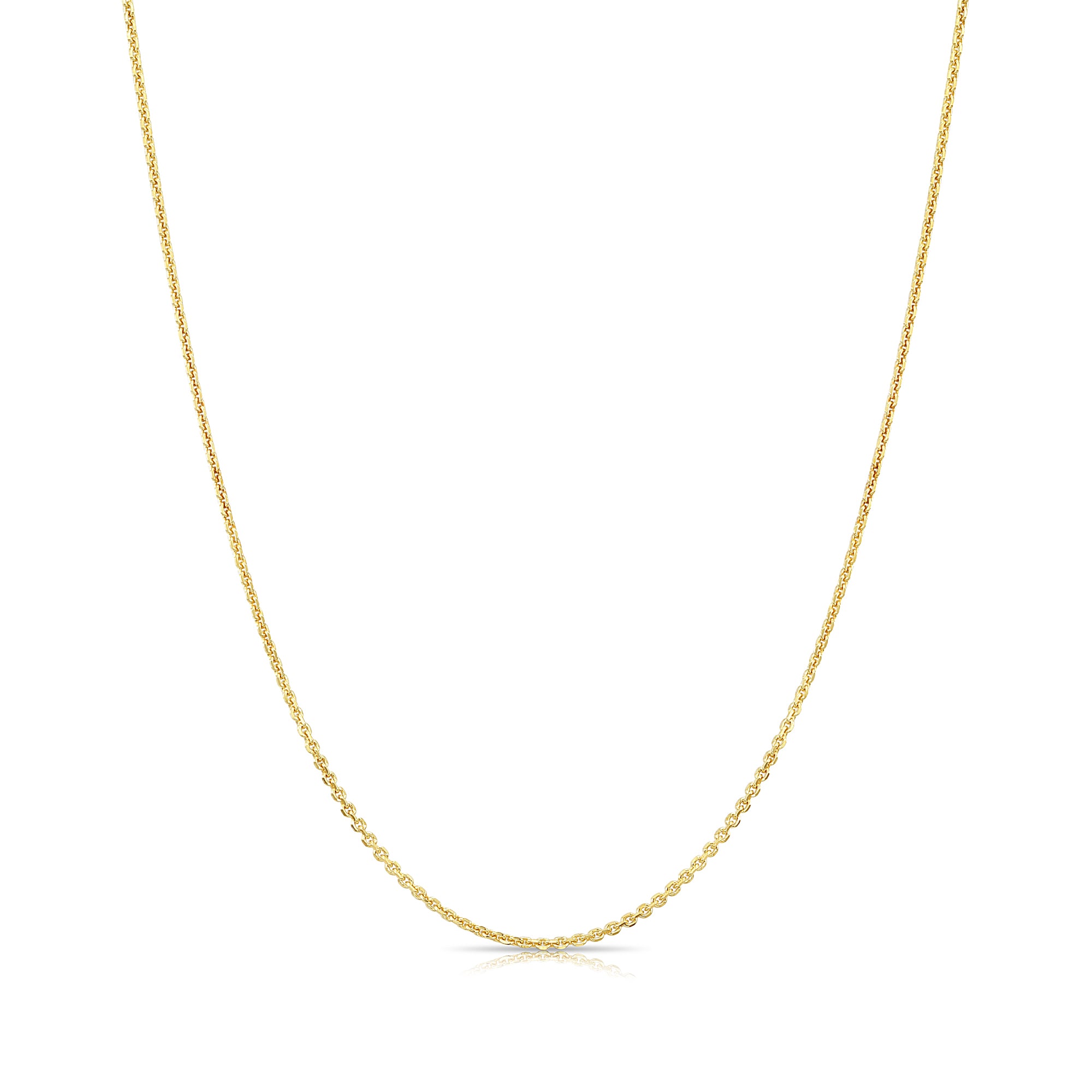 14k Solid Yellow Gold Diamond-Cut Cable Chain, Made in Italy, Necklace 16-18 Inch 0.9mm-1.5mm
