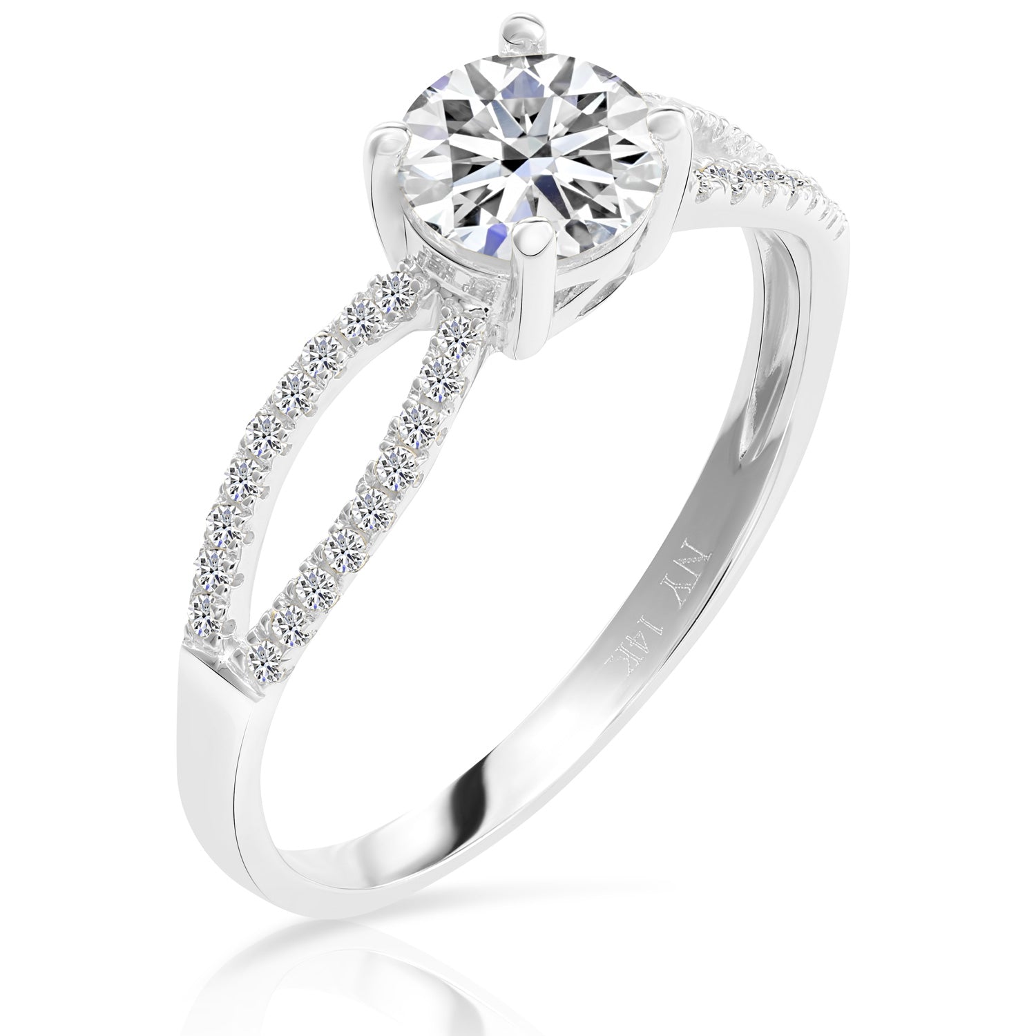 14K White Gold Cubic Zirconia Engagement Ring