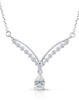 Sterling Silver Teardrop CZ Pendant Necklace, 18in