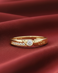 14K Yellow Gold Lab Diamond Wedding Band Ring, Engraved Love Ring, 1.15ctw