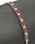 Sterling Silver Garnet CZ Gemstone Bracelet