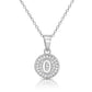925 Sterling Silver CZ Initial Round Pendant Necklace (Letters A-Z) 16" 18"