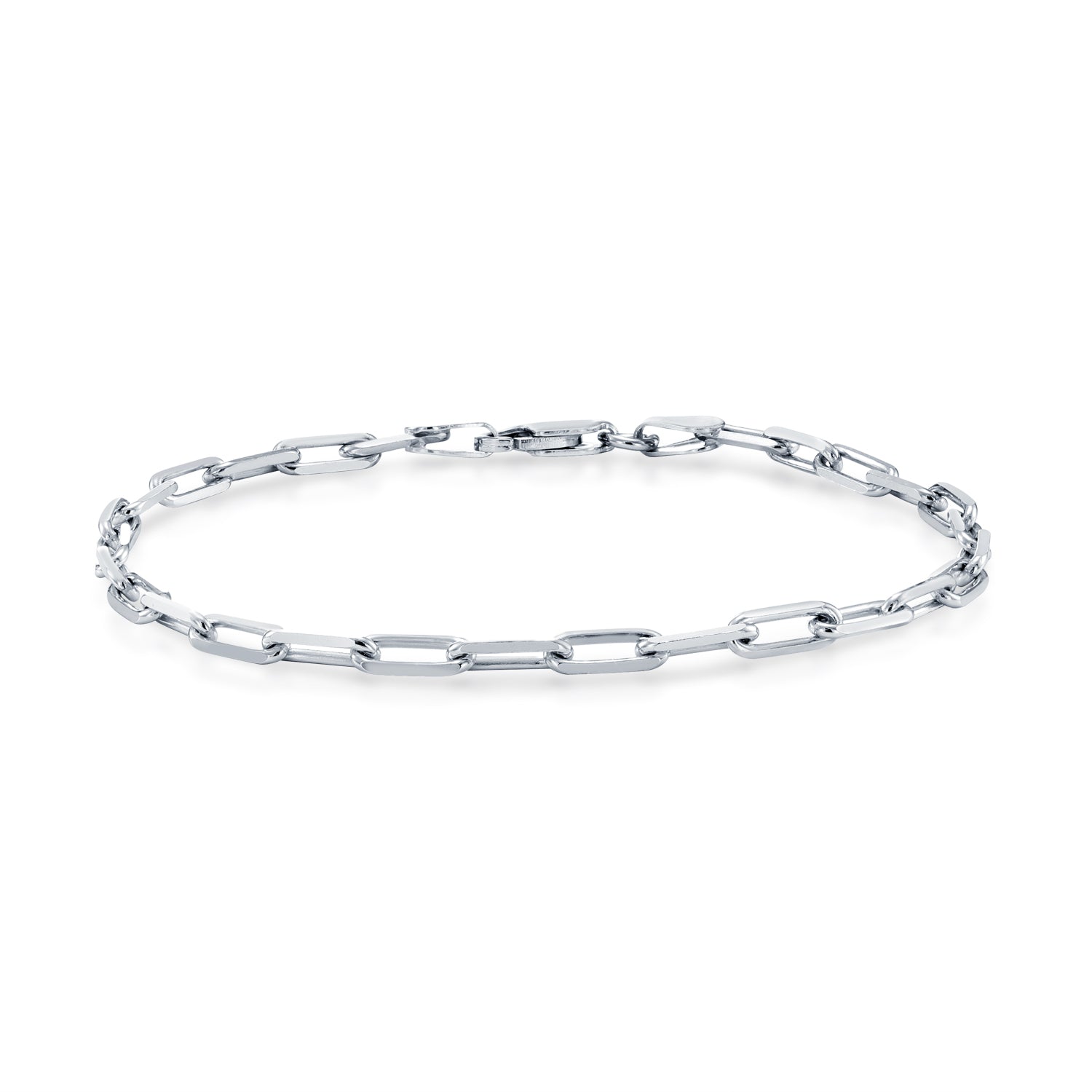 925 Sterling Silver Paperclip Chain Necklace, 3mm Thin, With Secure Lobster Lock