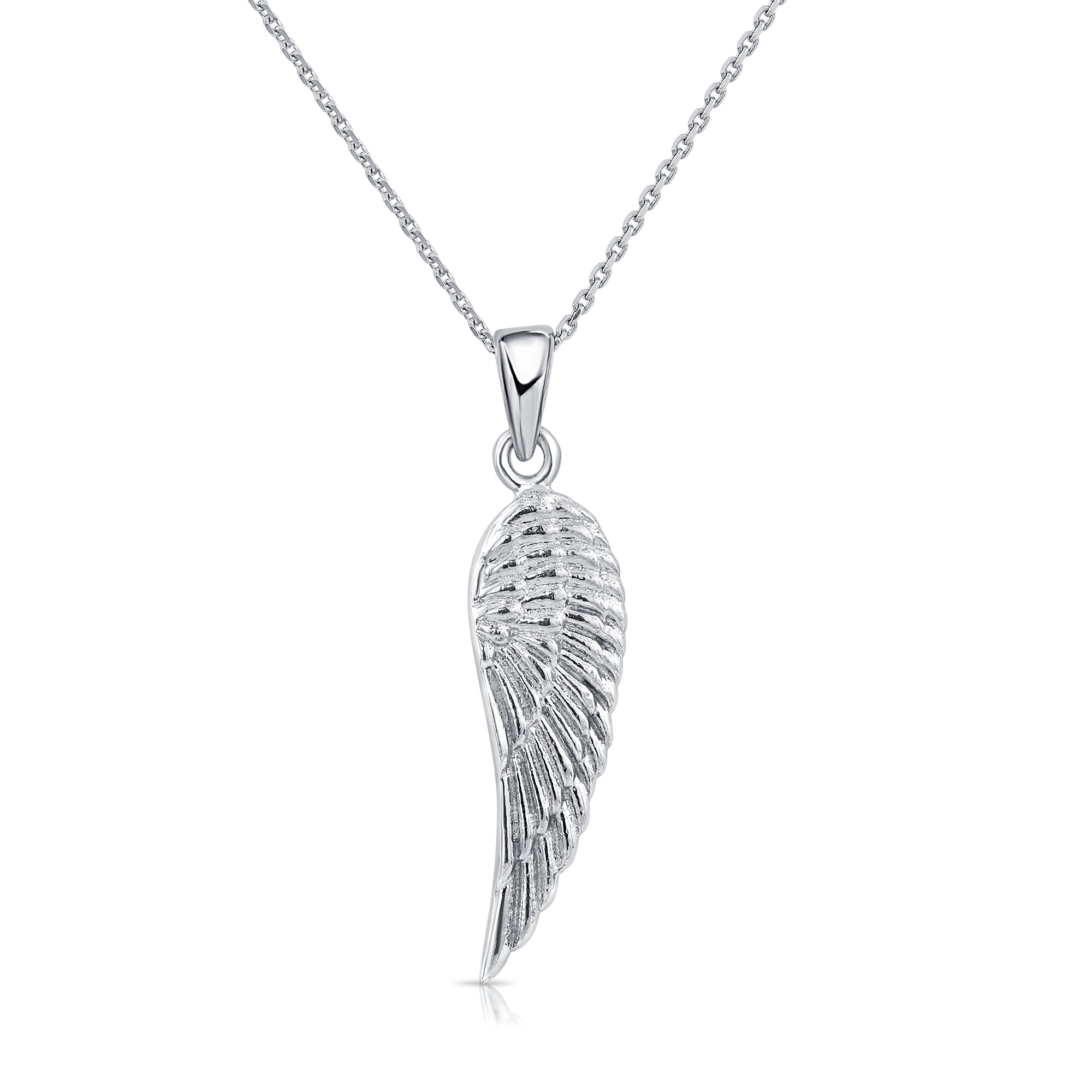 Sterling Silver Angel Wing Pendant Necklace