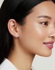 14K Yellow Gold Oval CZ Halo Stud Earrings
