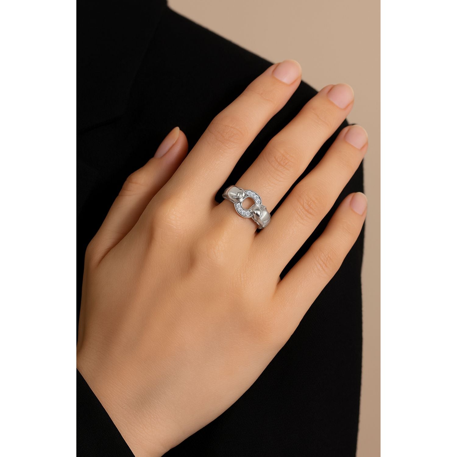Sterling Silver Jaguar Ring, Two-Tone Design