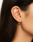 14k Gold Small Oval Hoop Earrings, With Half Round Tube