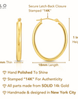 14k Gold Oval Hoop Earrings, New Half Round Tube, 1 Inch