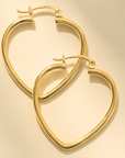 14k Yellow Gold Classic Heart Hoop Earrings, Design 