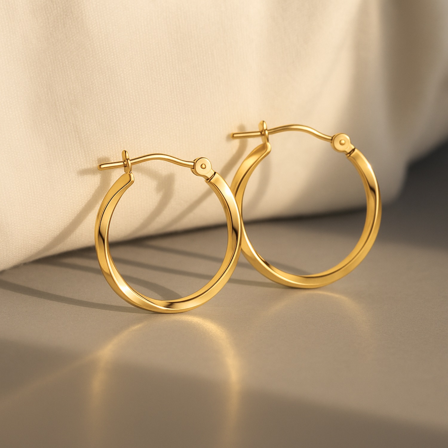 10K Yellow Gold Twisted Classic Hoop Earrings
