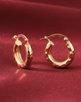 Solid 10K Yellow Gold Full Diamond-Cut Round Hoop Earrings, Italian Style, Chunky 3mm