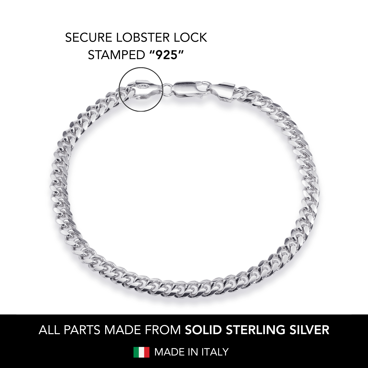 925 Sterling Silver Miami Cuban Link Bracelet