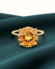 14K Yellow Gold Natural Citrine Gemstone Ring, 5 Carats