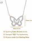 Sterling Silver Double Butterfly CZ Necklace