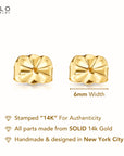 14k Gold Fancy Push Backings, Larger and Comfortable Additional Full Pair Replacement