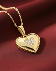 14K Yellow Gold Lab Diamond Heart Pendant Necklace, 0.15ctw