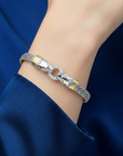 Sterling Silver Two-Tone Italian Jaguar Bracelet, 7.5in