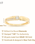 14K Yellow Gold Lab Diamond Wedding/Engagement Band Ring, 0.16ctw