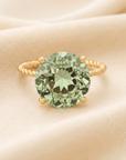 14k Yellow Gold 5 Carat Green Amethyst Gemstone Ring, "Ms. Luscious"