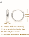 Sterling Silver Classic Round Huggie Hoop Earrings, 13mm