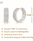 Sterling Silver Double Row CZ Huggie Earrings