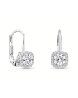 14K White Gold Lab Diamond Cushion-Cut Drop Earrings, 1.50ctw