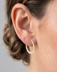 10K Yellow Gold Twisted Oval Hoop Earrings