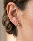 14K Yellow Gold Butterfly Poke-A-Dot Enamel Studs, Pushback