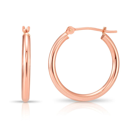 14k Rose Gold Classic Round Hoop Earrings