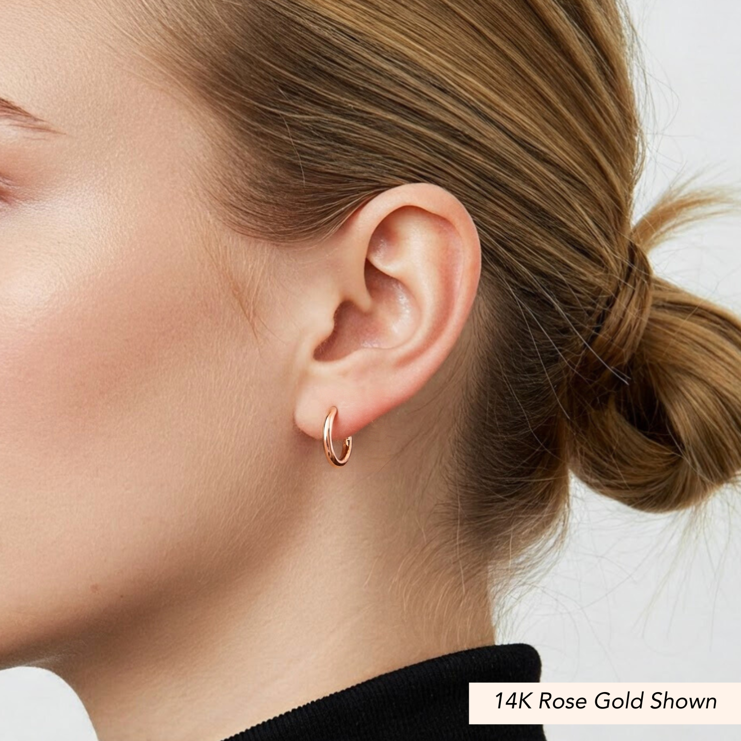 14K Gold Small Round Classic Hoop Earrings, 12mm