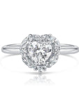 Sterling Silver Heart Shape Halo Engagement Ring