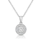 925 Sterling Silver CZ Initial Round Pendant Necklace (Letters A-Z) 16" 18"