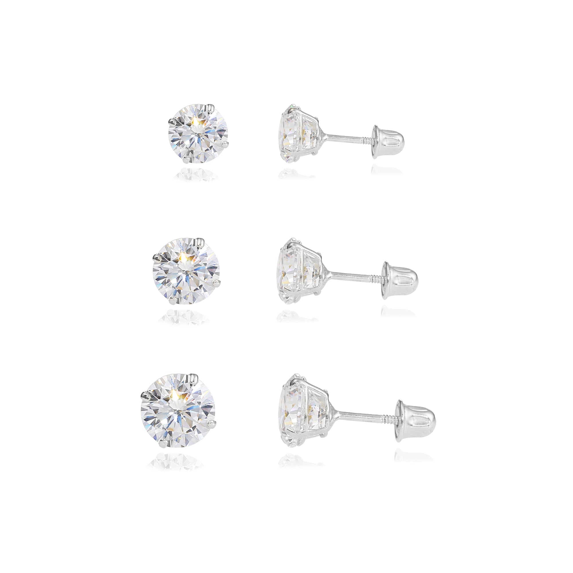 Arista Jewels 14k White Gold Moissanite Stud Earrings – 3mm Round, .20 CTW, Screw Back