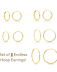 Bundle Set of 5 Pairs! Endless Hoop Earrings