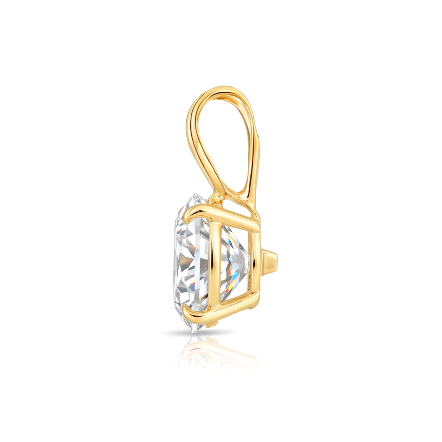 14K Yellow Gold Lab Diamond Solitaire Pendant Necklace