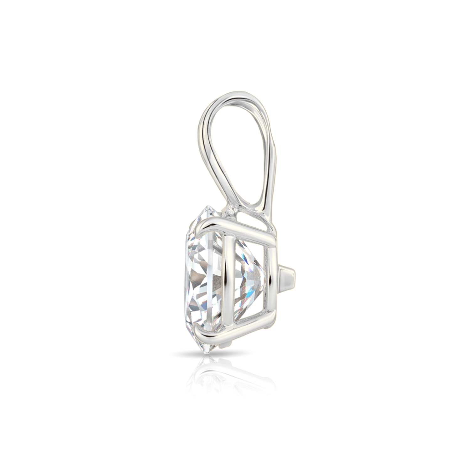 14K White Gold Lab Diamond Solitaire Pendant Necklace